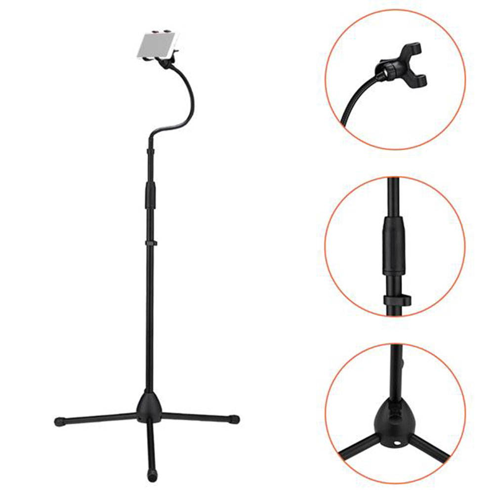 Cell Phone Stand Adjustable Height & Angle Phone Holder Flexible Long Arm Headboard Bedside Lazy Bracket Side Clamps Extend 4.3 Inch Suit For Live Broadcast, Online Class, Face Time, Zoom Meeting, Vid