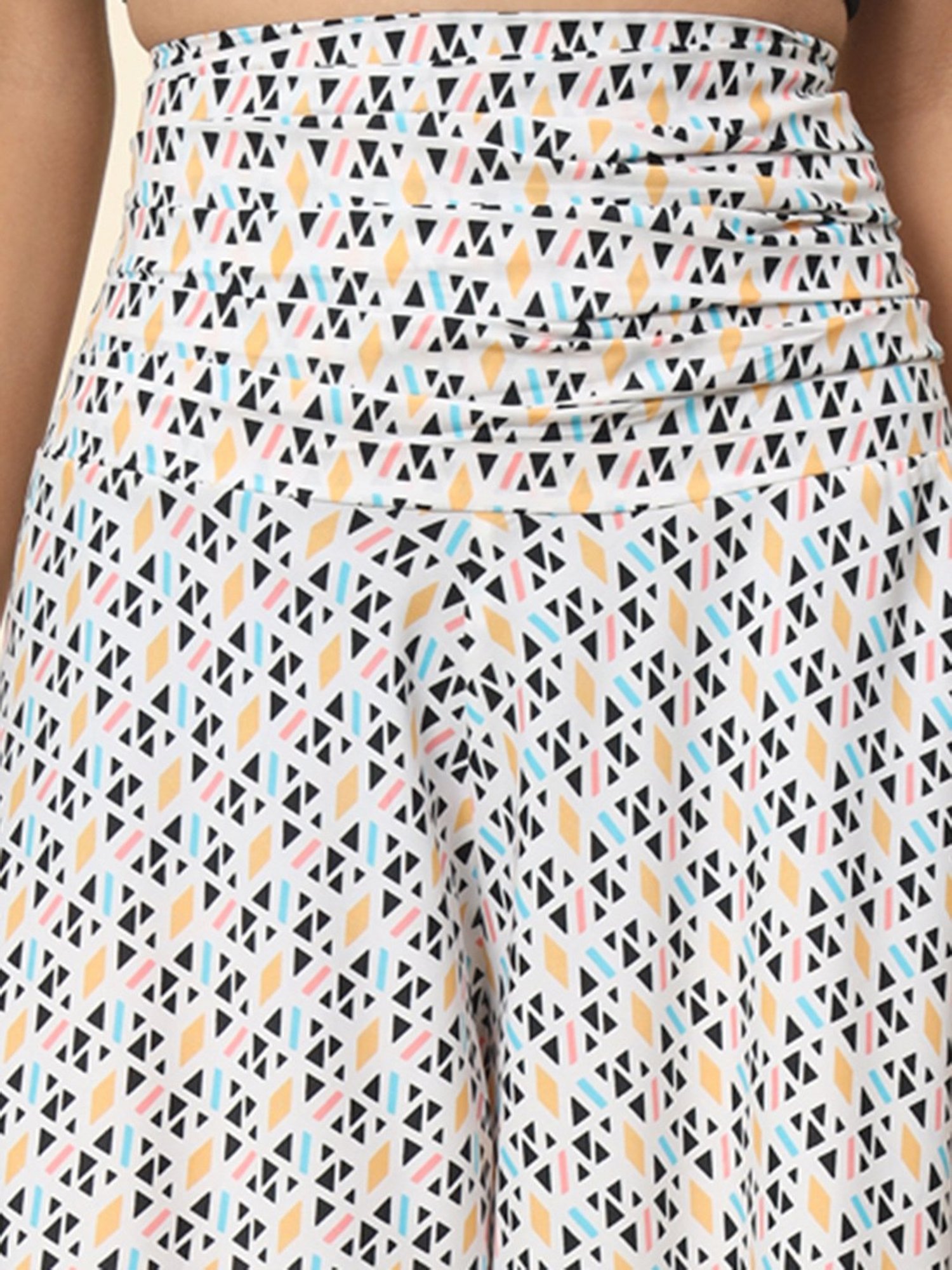 Trend Arrest White & Black Printed High Rise Palazzos