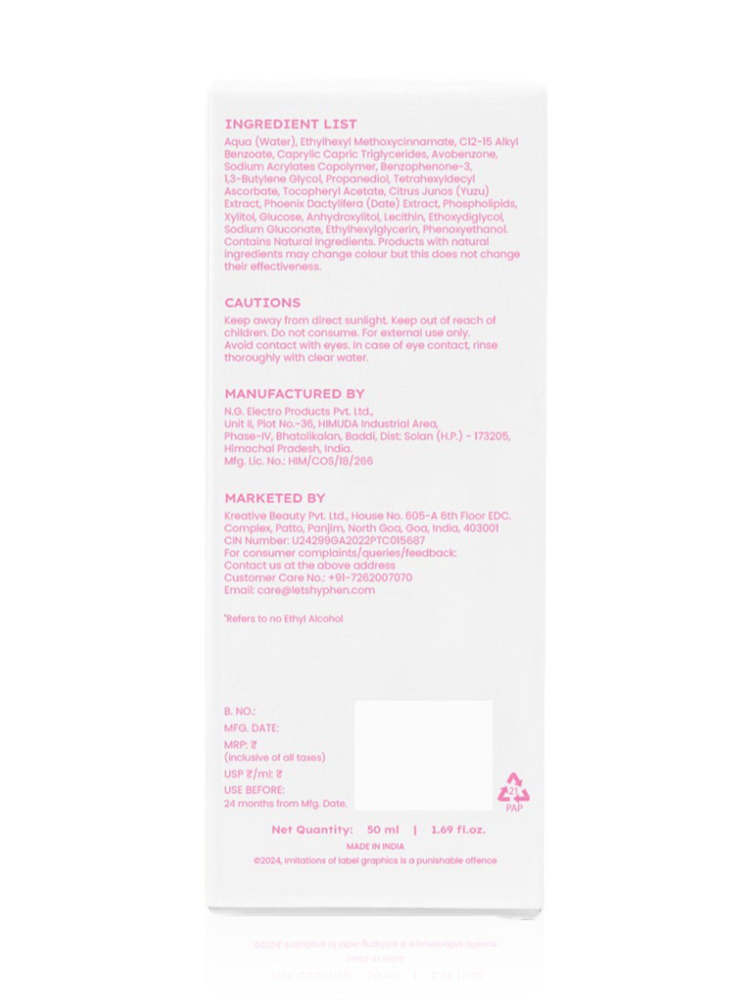 Hyphen Vitamin Infused Brightening Sunscreen SPF 50 PA++++ - 50 ml