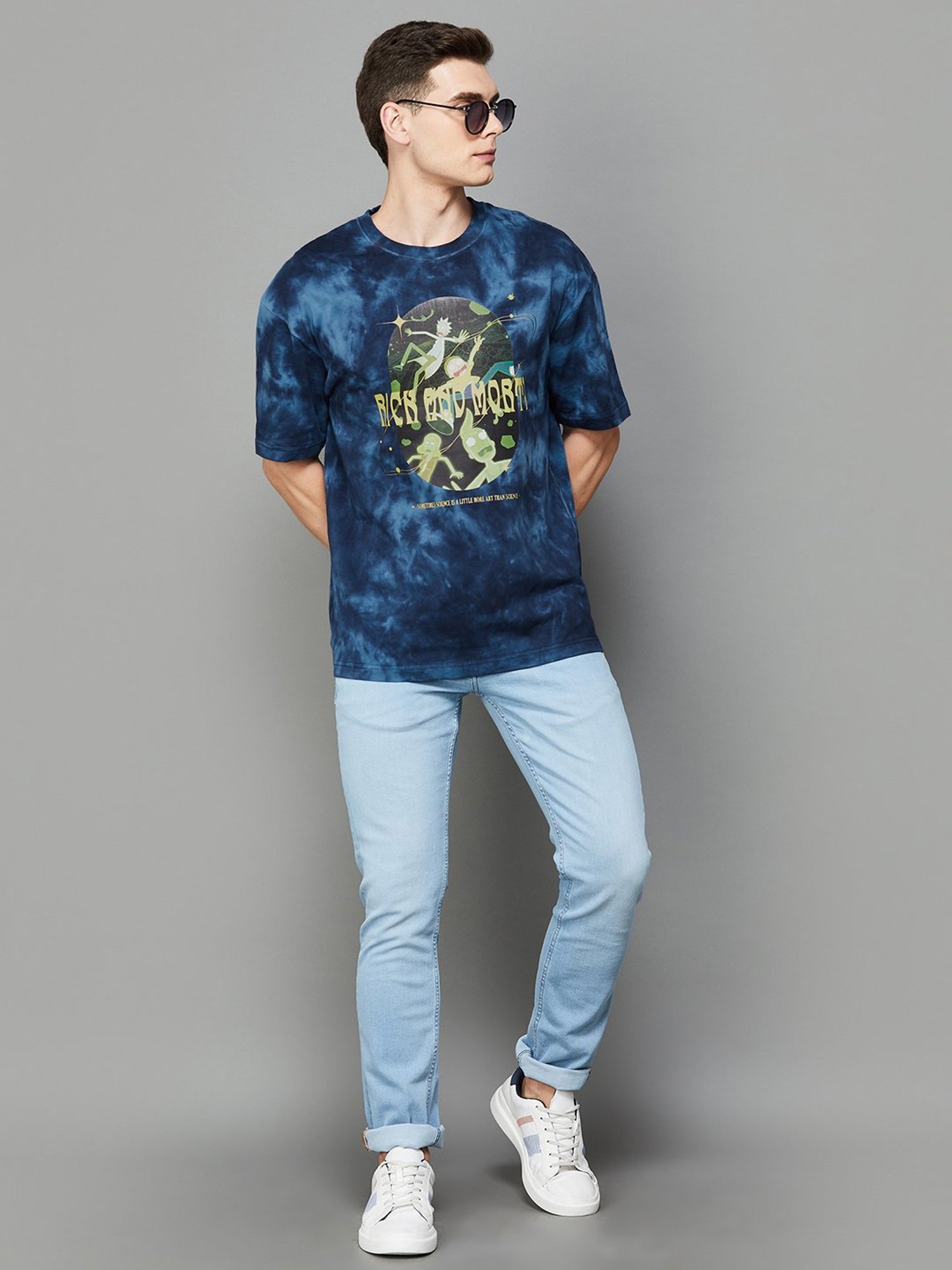 Forca by Lifestyle Navy Regular Fit Graphic Print Crew T-Shirt