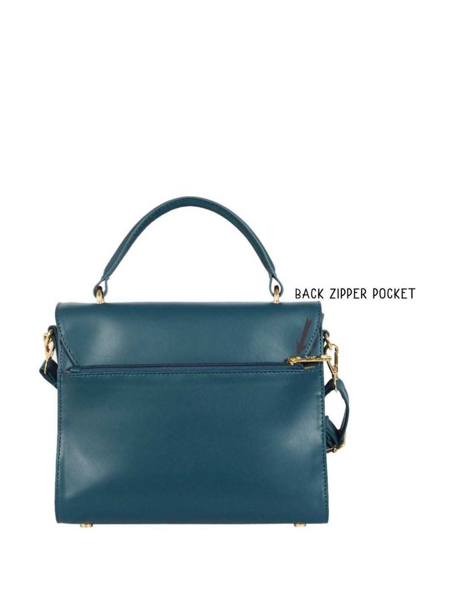 Baggit Blue Solid Medium Satchel Handbag