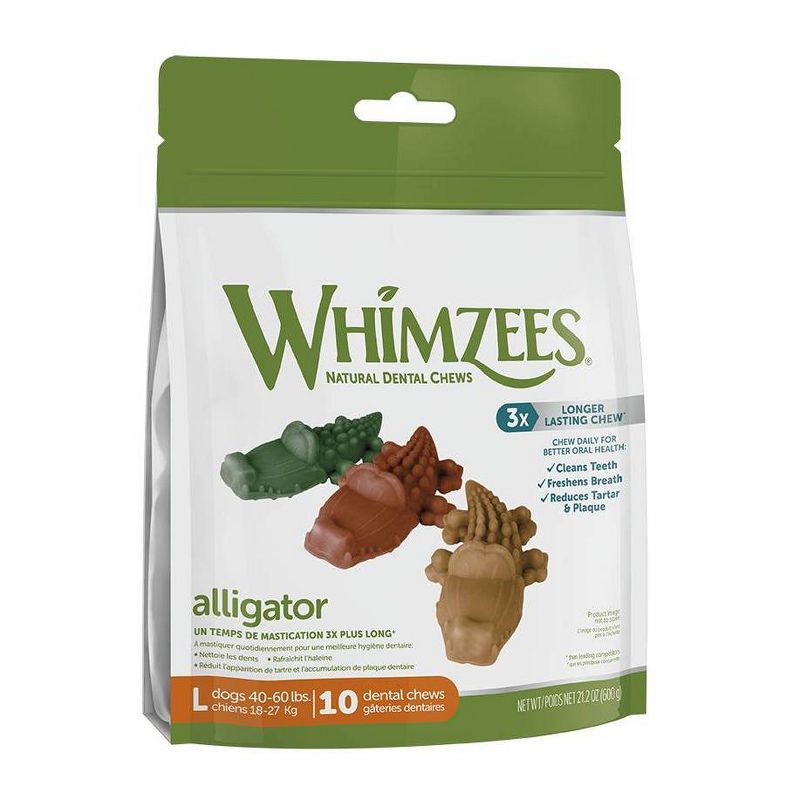 WHIMZEES Gator Value Bag Large Dental Dog Treats - 21.2oz