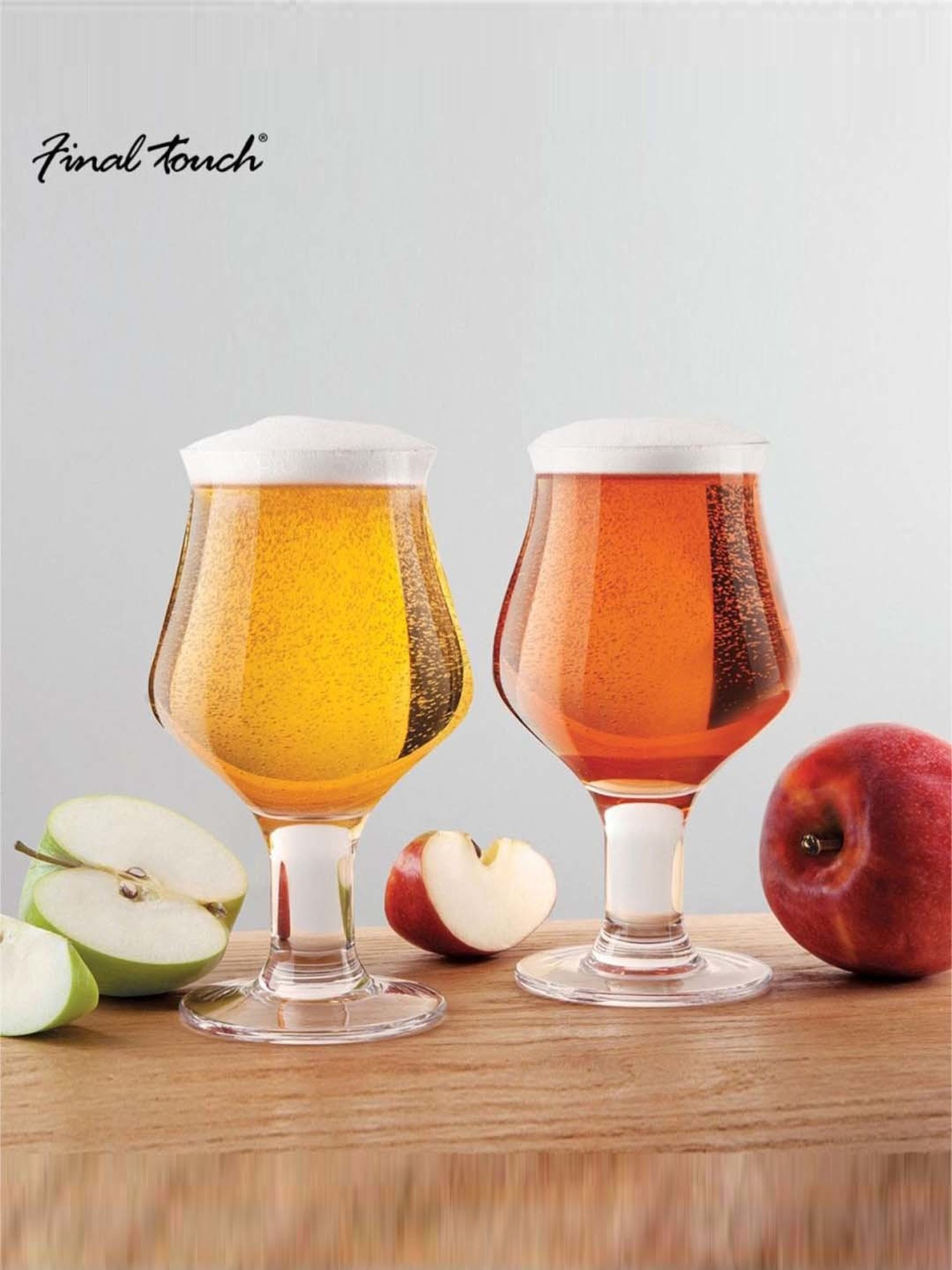 Final Touch 2-Piece Transparent Hard Cider Glass Set