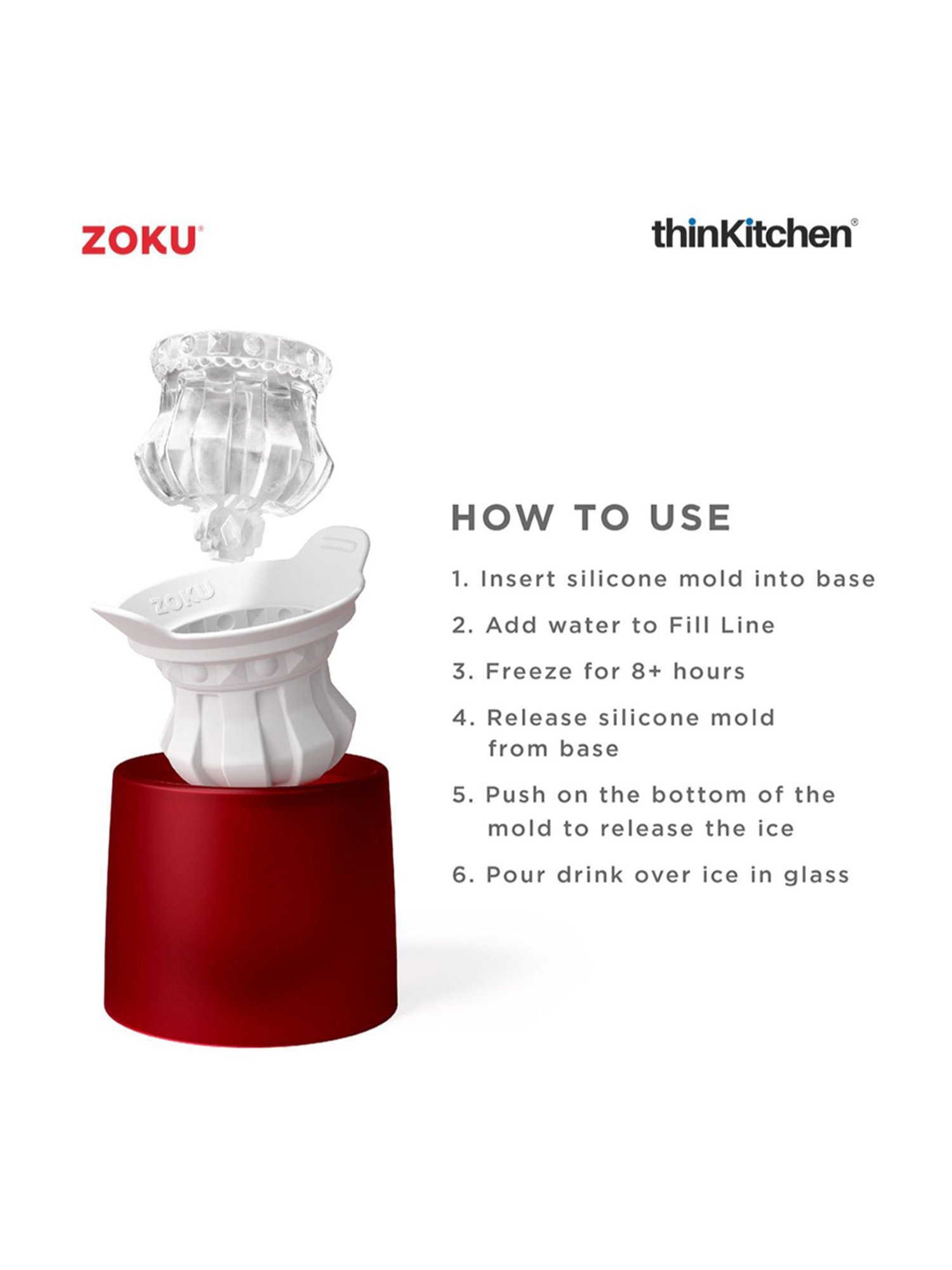 ZOKU Red Silicone Crown Ice Ball Molds