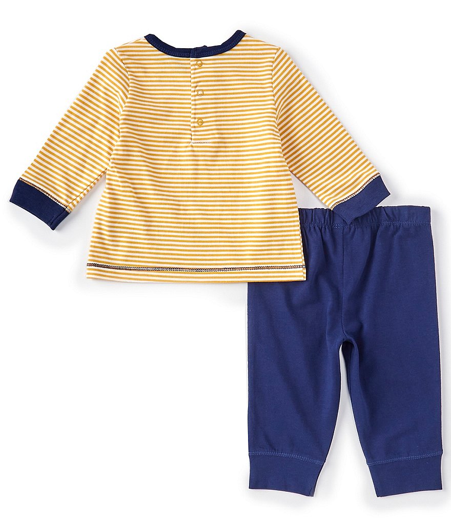 Little Me Baby Boys 3-18 Months Long-Sleeve Striped Truck-Motif Tee & Solid Jogger Pant Set