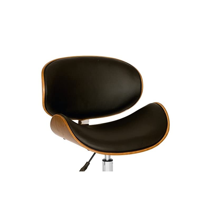 Daphne Office Chair in Black Faux Leather and Chrome Finish