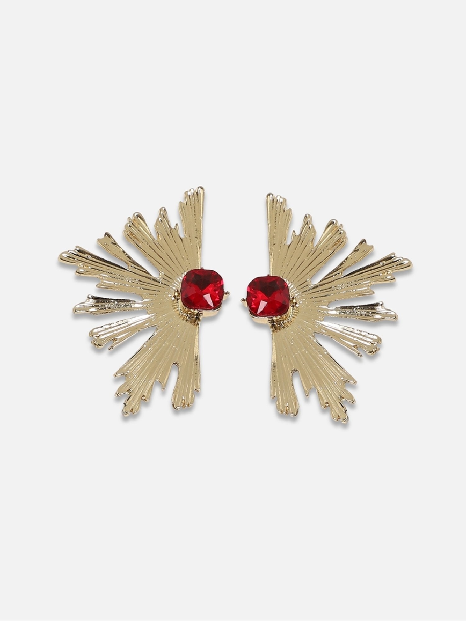 Sohi Women's Nectar Stone Drop Earrings  Ruby Red