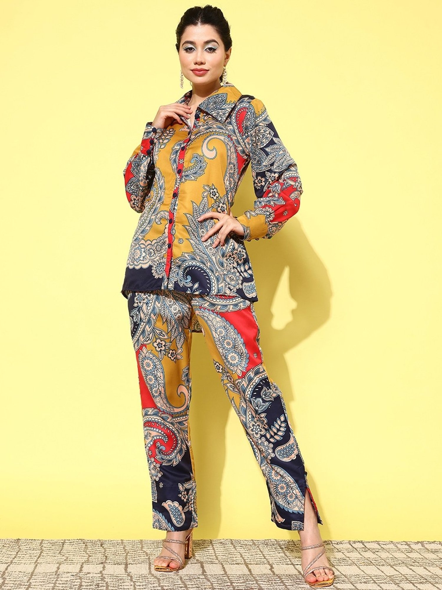 Yufta Multicolor Printed Shirt Pant Set