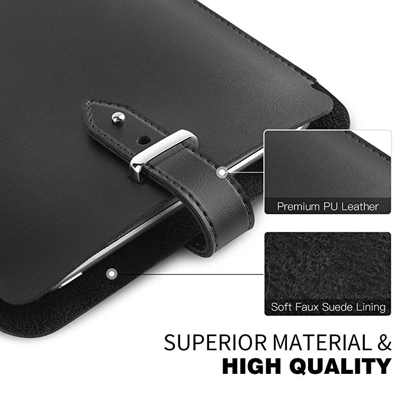 79quot Tablet Sleeve Case for iPad Mini 5 2019 Mini 4 3 2 1 Premium PU Leather Pouch Protective Cover Bag Ultra Lightweight Slim EReader Carrying Bag Black
