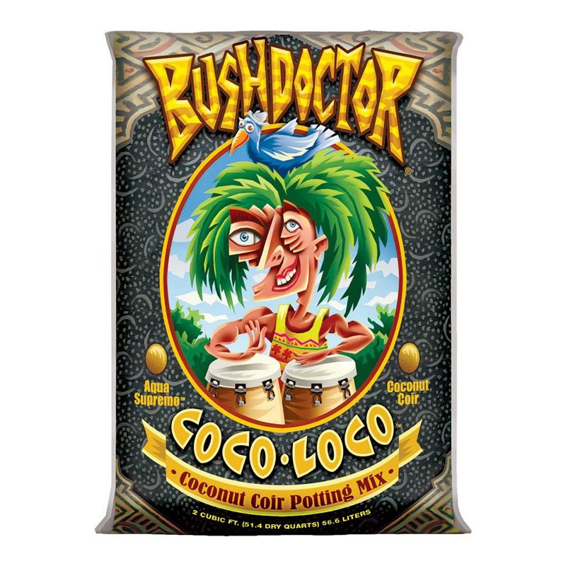 FoxFarm FX14101 Bush Doctor Coco Loco Plant Garden Indoor and Outdoor Coconut Coir Potting Soil Mix for Plants and Seeds, 2 Cubic Ft.