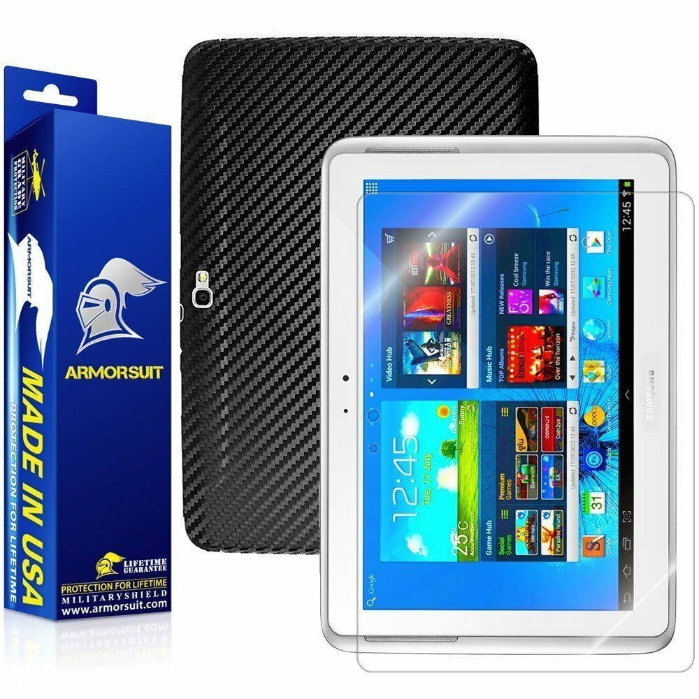 ArmorSuit MilitaryShield Samsung Galaxy Note 10.1 Screen + Black Carbon Skin