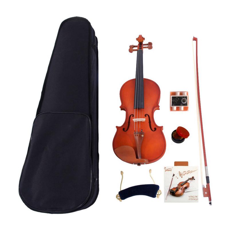 Matte Maple Wood 1/4 Size Acoustic Violin Fiddle Set for 6-8 years old Children