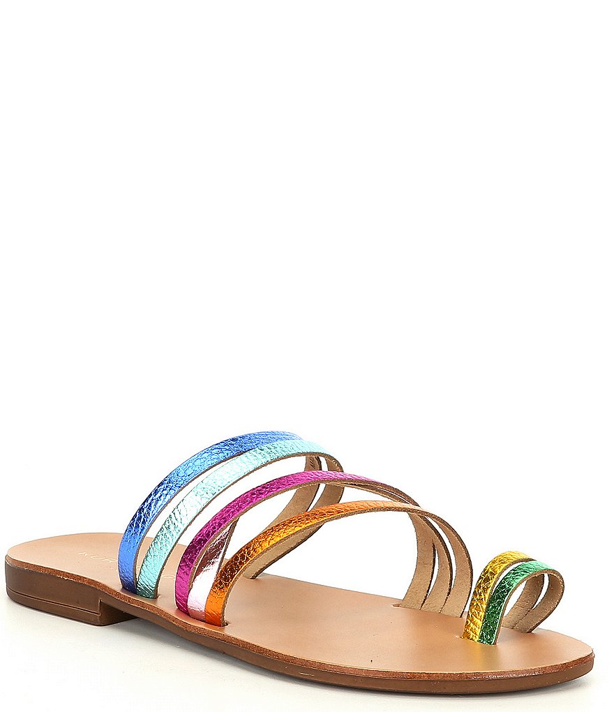 Kurt Geiger London Delilah Rainbow Leather Flat Sandals