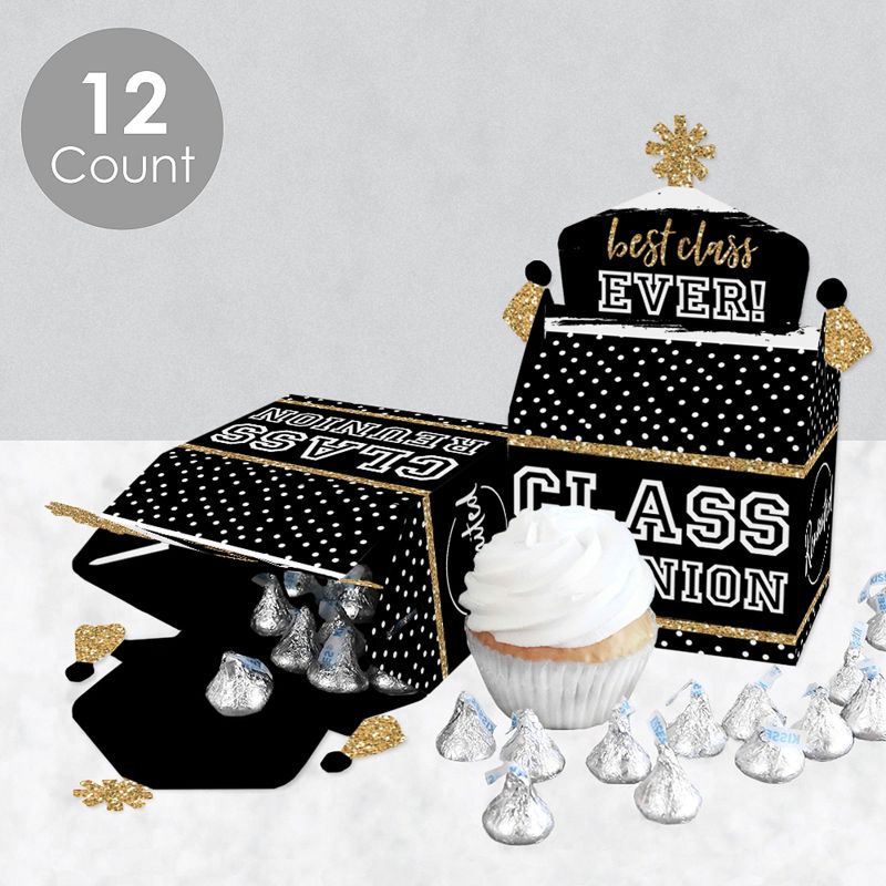 Big Dot of Happiness Adult 50th Birthday - Gold - Square Favor Gift Boxes - Birthday Party Bow Boxes - Set of 12