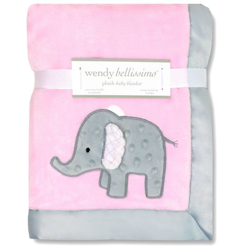 Wendy Bellissimo Elephant 2 Ply Plush Blanket - Pink