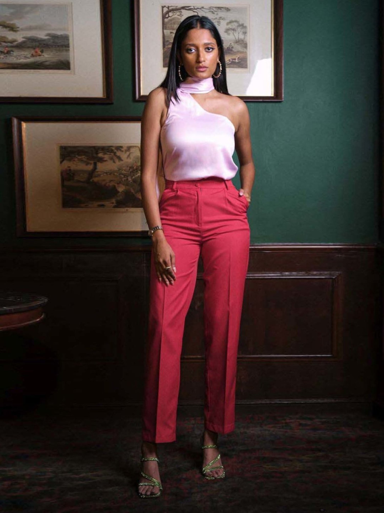 Qua Pinot Noir Red Club 82 Hi-Rise Straight Trousers