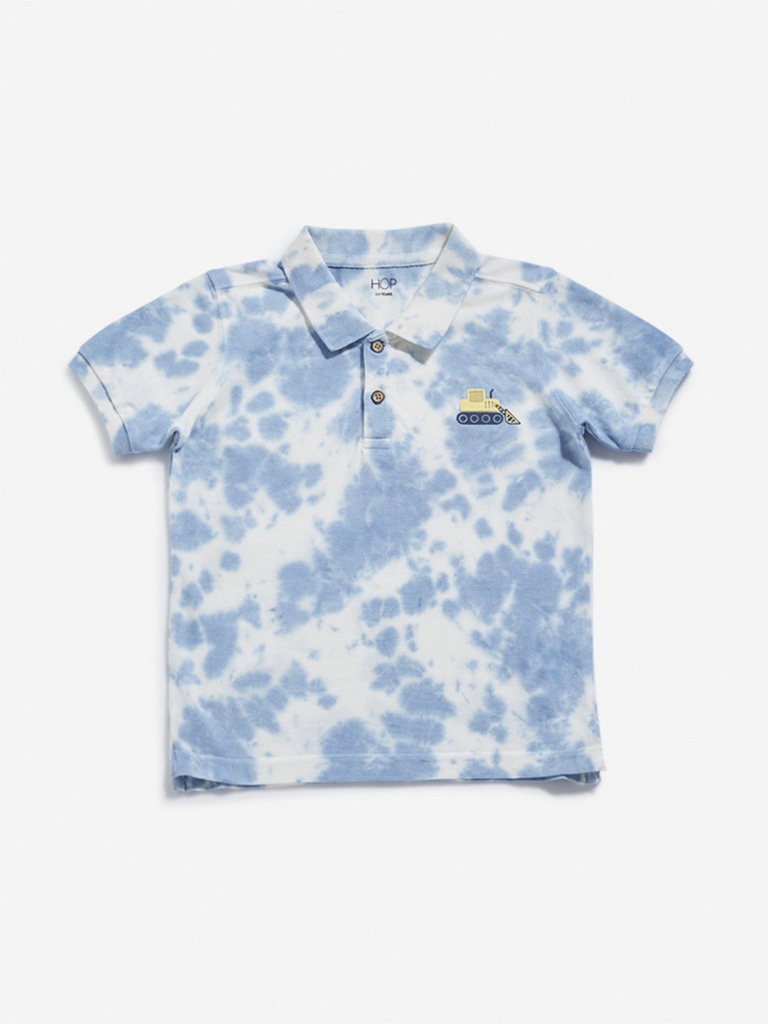 HOP Kids by Westside Blue Tie-Dye Printed Polo T-Shirt