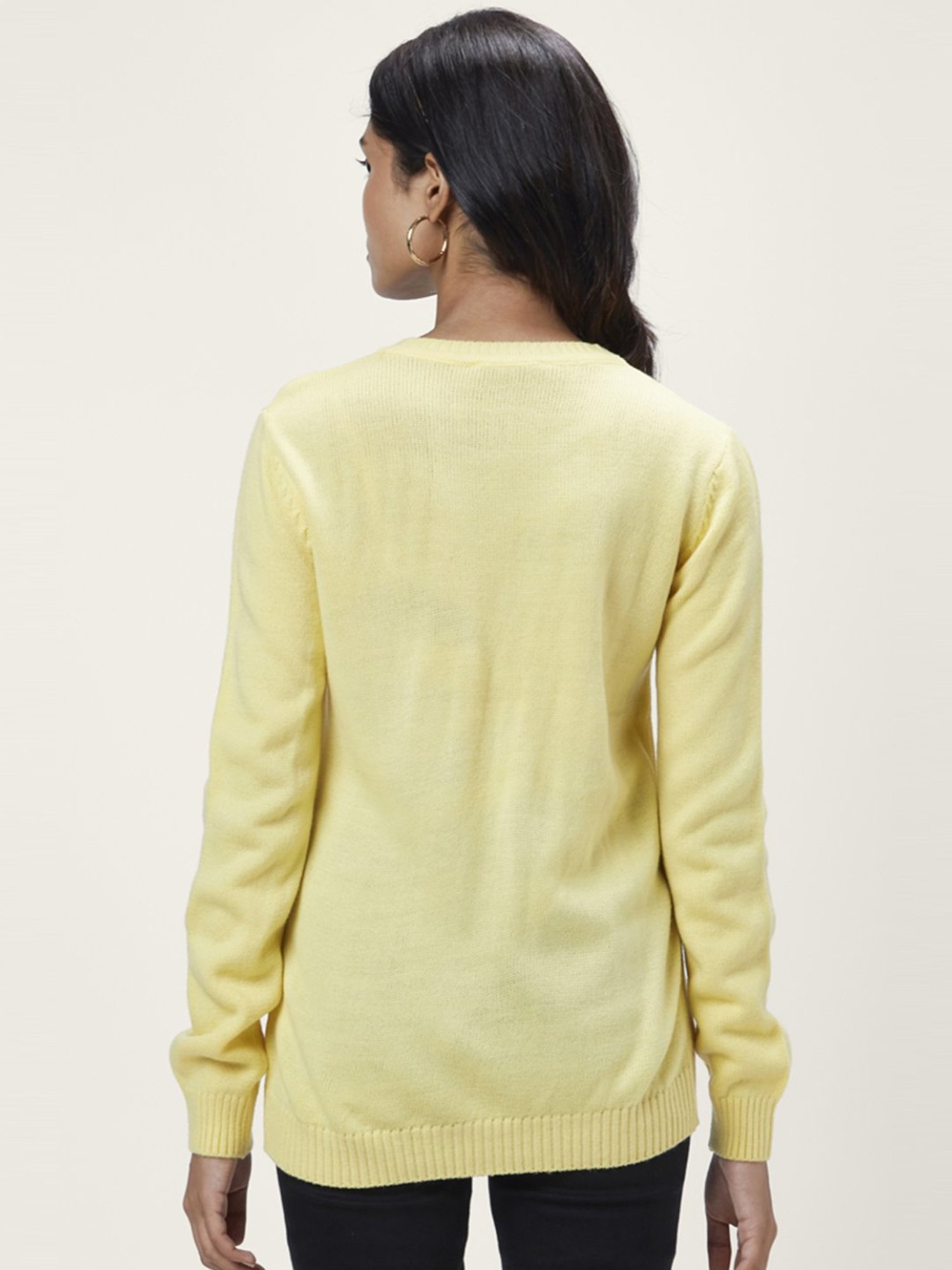Honey by Pantaloons Yellow Embroidered Sweater