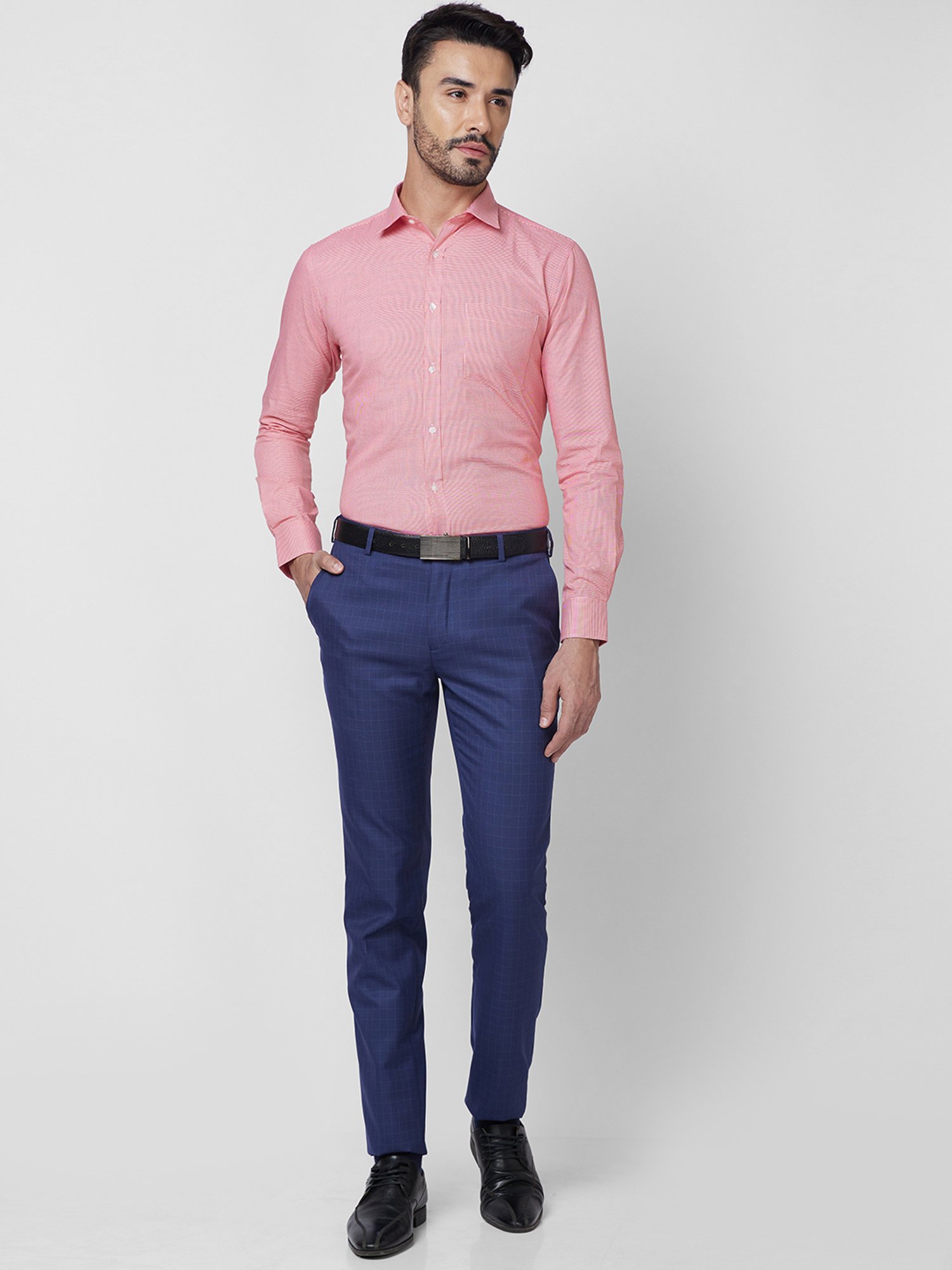 Park Avenue Red Slim Fit Self Design Shirt