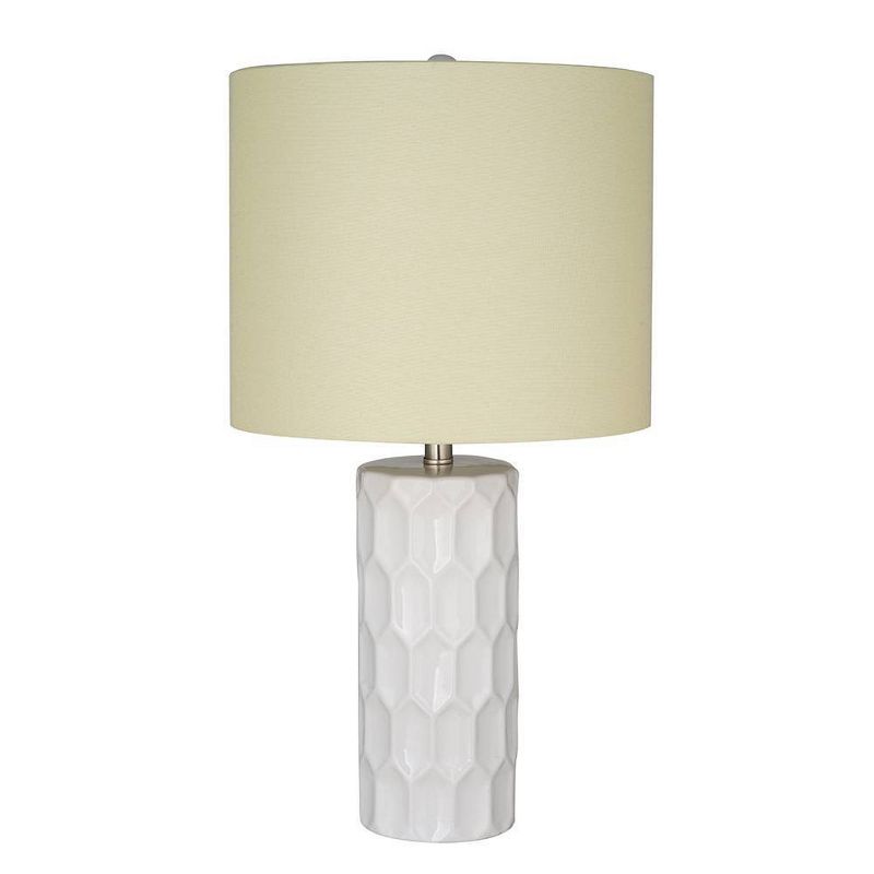 21" Ceramic Lamp with Yellow Shade White (Includes LED Light Bulb) - Cresswell Lighting