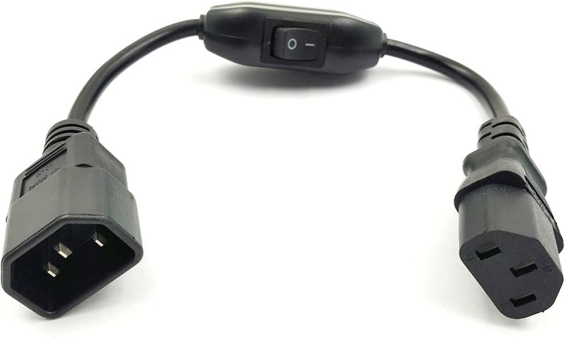 PDU UPS Power Cord Cable, IEC 320 C14 to C13 with On/Off Switch , 100-250V IEC-320-C14 to IEC-320-C13 Power Cord M-F with switch ,(1ft/30cm)