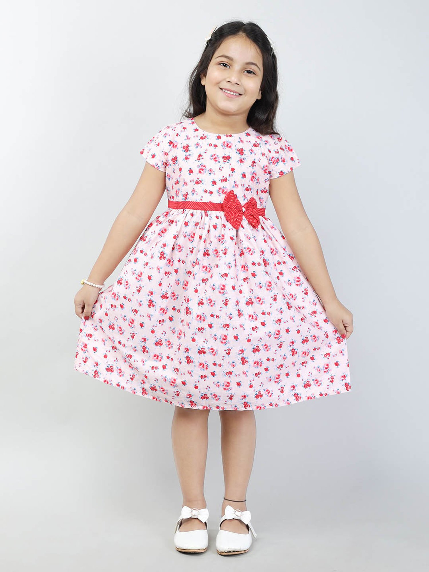 Todd N Teen Kids Light Pink Floral Print Frock
