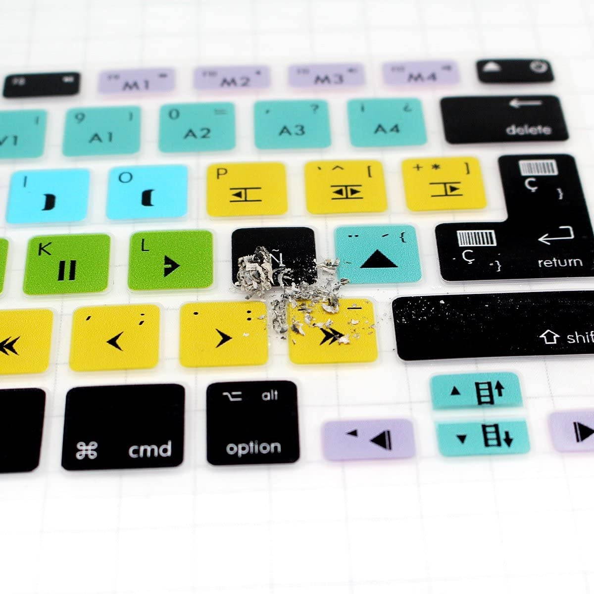 HRH Hot Key Function Shortcut Spanish Silicone Keyboard Cover Skin for Mac Air 13,MacBook Pro 13/15/17 (with or w/Out Retina Display, 2015 or Older Version)&Older iMac US/EU-Avid Media Composer