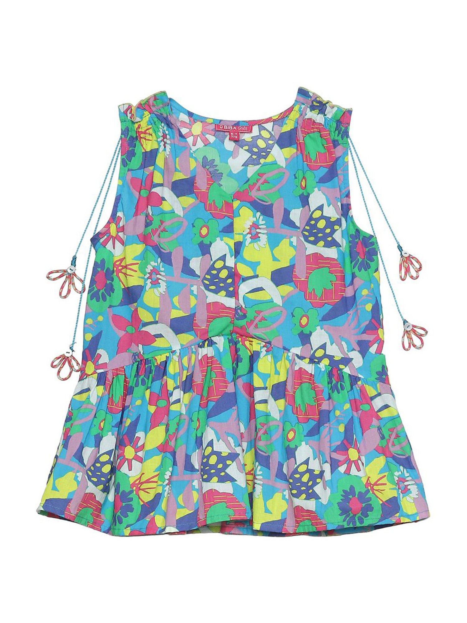 BIBA Girls Multicolor Cotton Printed Top