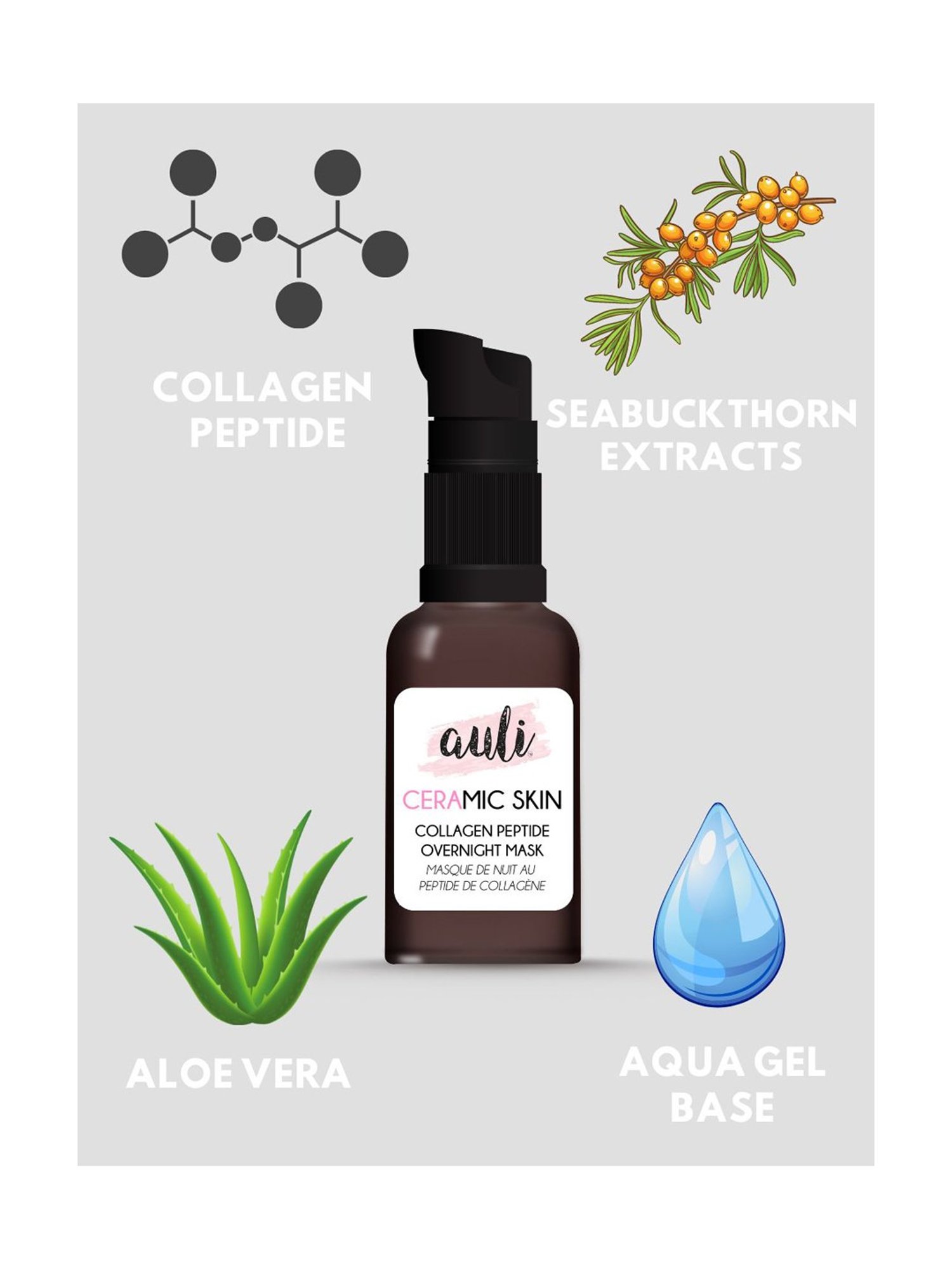 Auli Ceramic Skin Ageing and Wrinkle Removing Skin Tightening Collagen Peptiden Mask - 30 ml