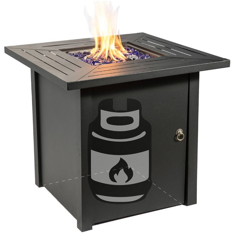 30" Square Steel Propane Gas Fire Pit - Peaktop