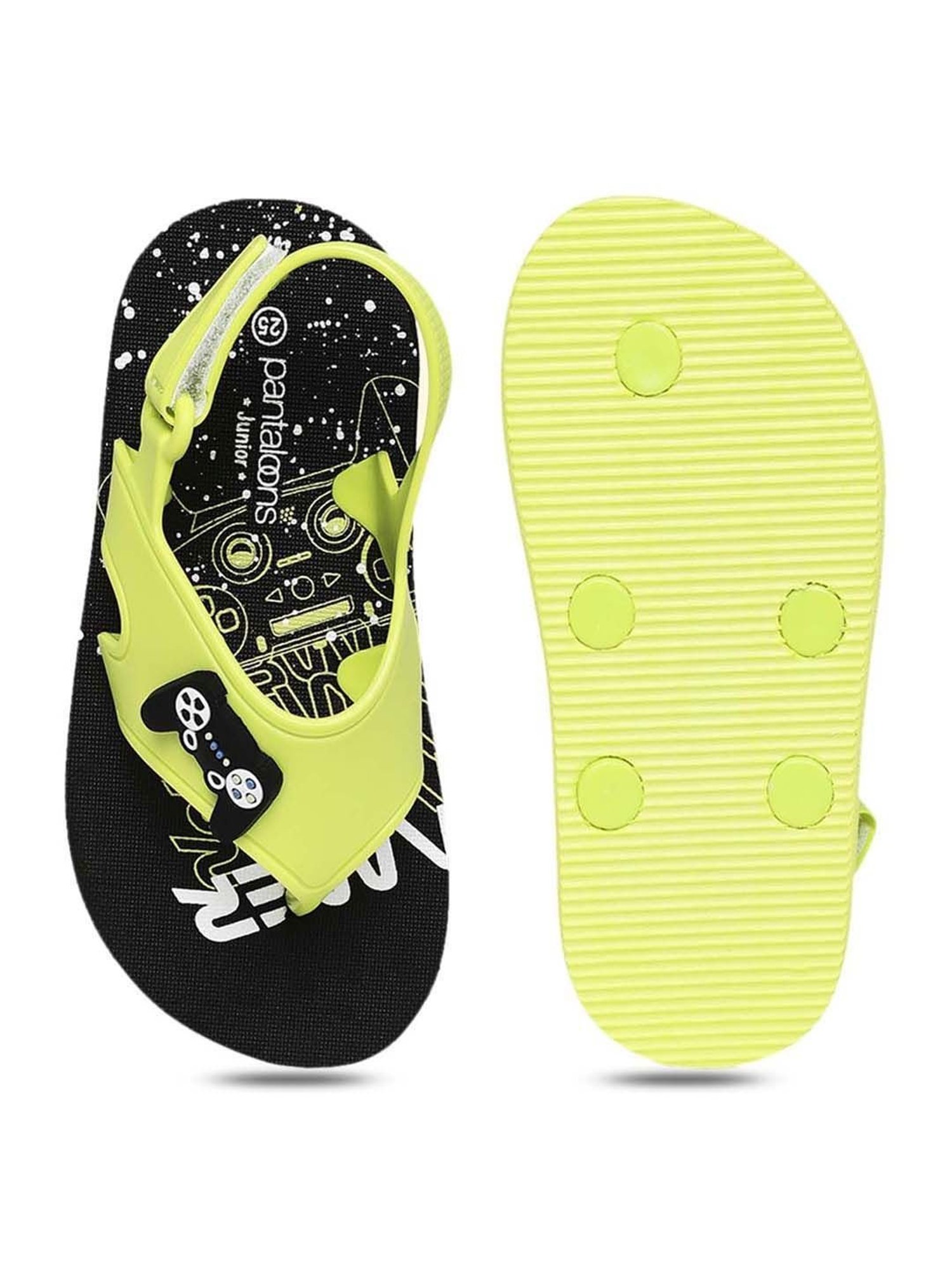 Pantaloons Junior Lime Green & Black Floater Sandals