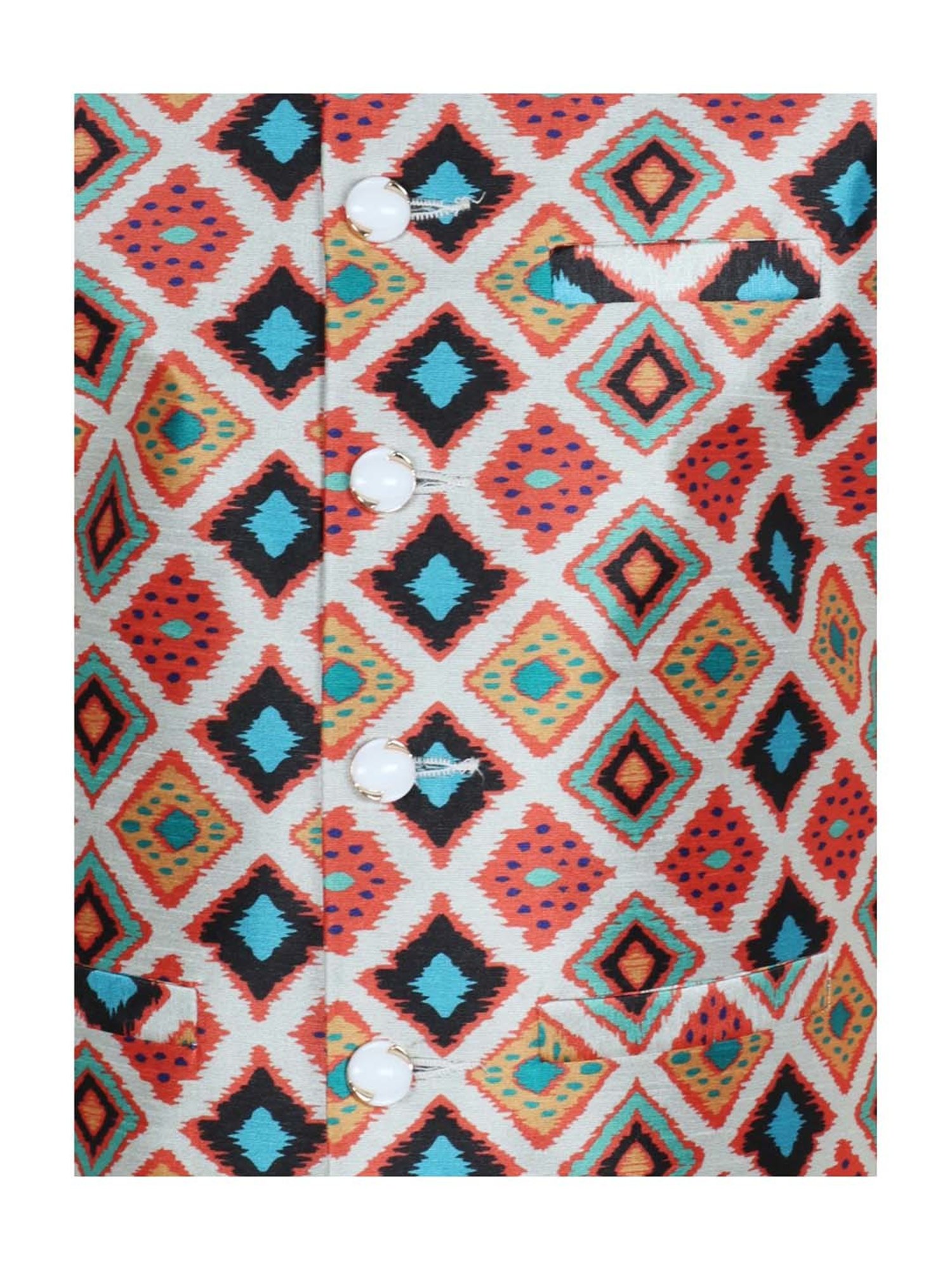 SG Yuvraj Kids Cream & Blue Printed Full Sleeves Kurta Set