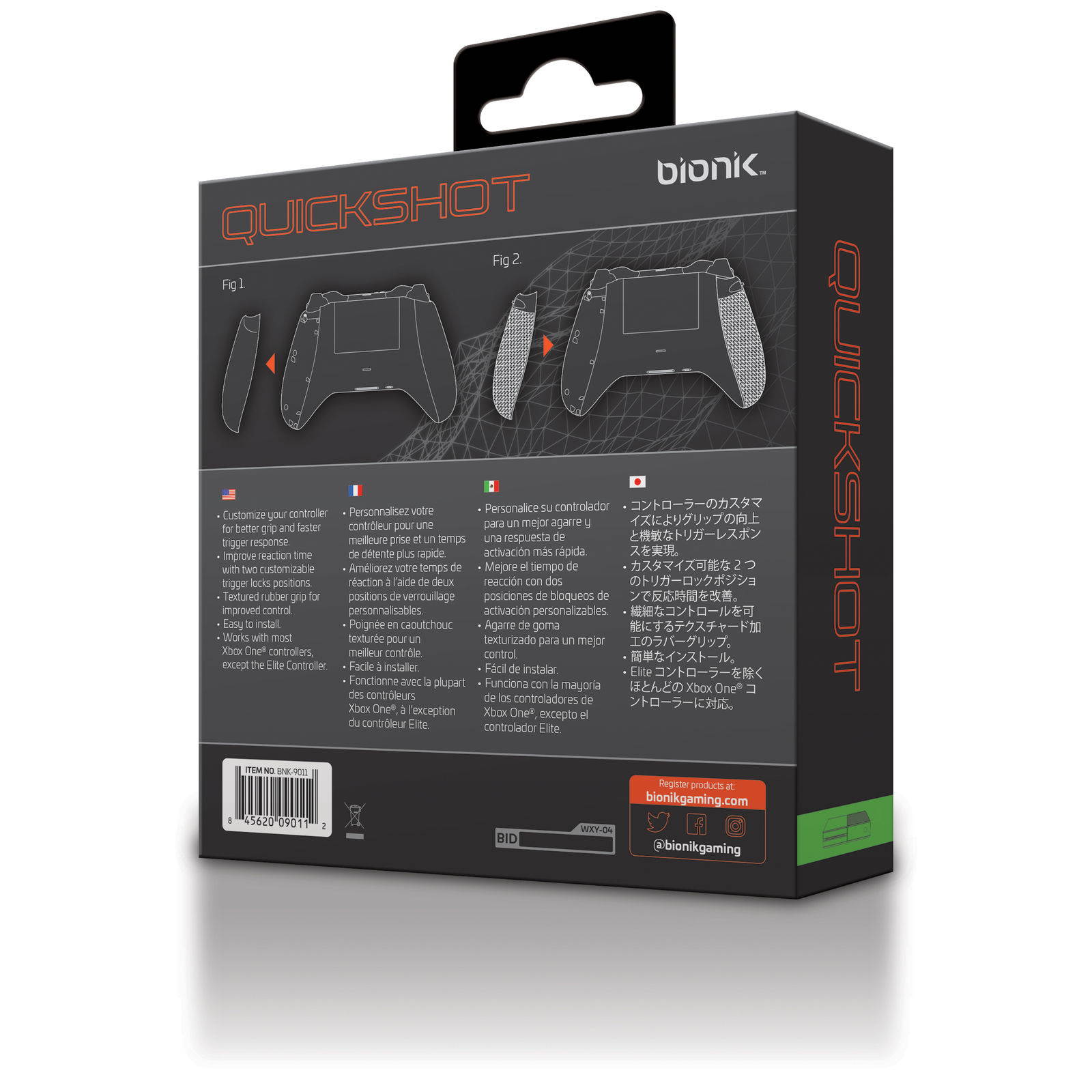 Bionik Quickshot Rubber Grip with Dual Setting Trigger Lock for Xbox One Controller