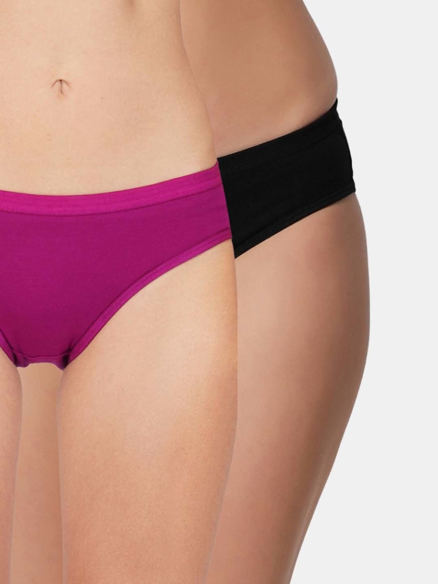Bleeding Heart Purple & Black Plain Panties - Pack Of 2
