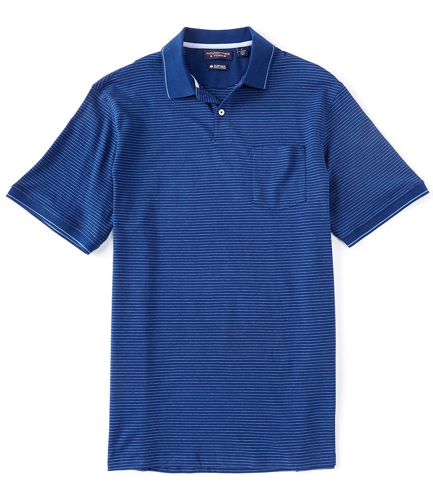 Roundtree & Yorke Big and Tall Short-Sleeve Supima Striped Polo