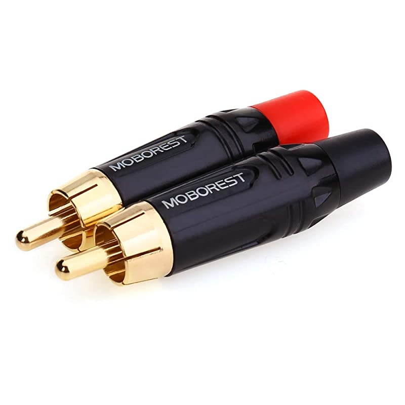 RCA Male Plug Adapter Audio Phono Gold Plated Solder 24K Gold Speaker Plugs RCA Jack Cable Connector Adapter(RCA Male-2pack)