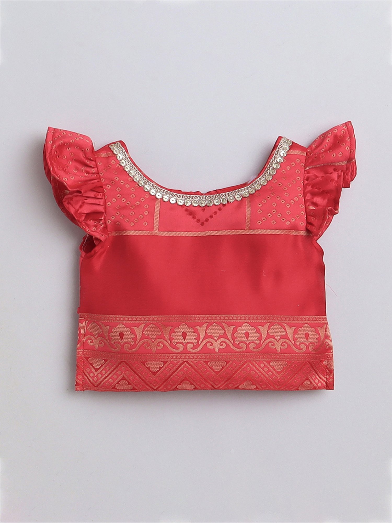 A Little Fable Kids Red & Beige Embellished Lehenga Choli