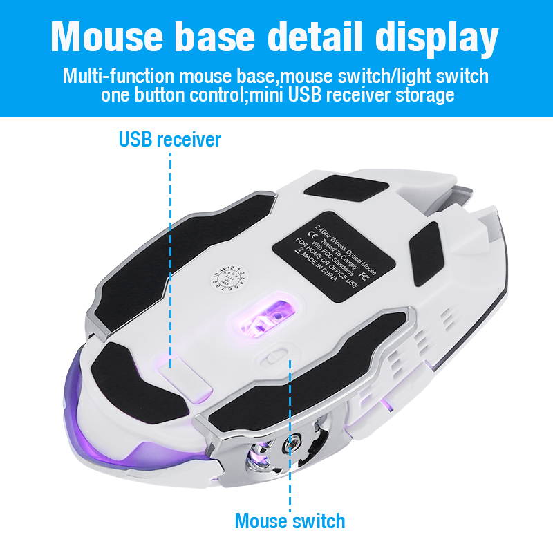Wireless Optical Gaming Mice Rechargeable USB Mouse