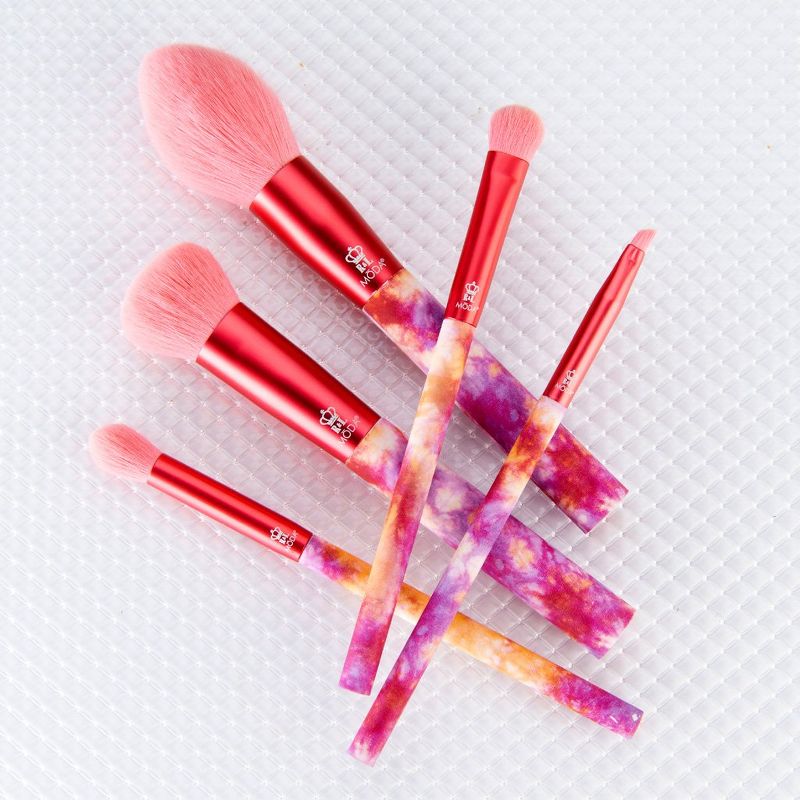MODA Brush 5pc Calming Coral Tie Dye Makeup Brush Set, Includes - Blush, Domed Shadow, Crease, and Angle Eyeliner Brushes