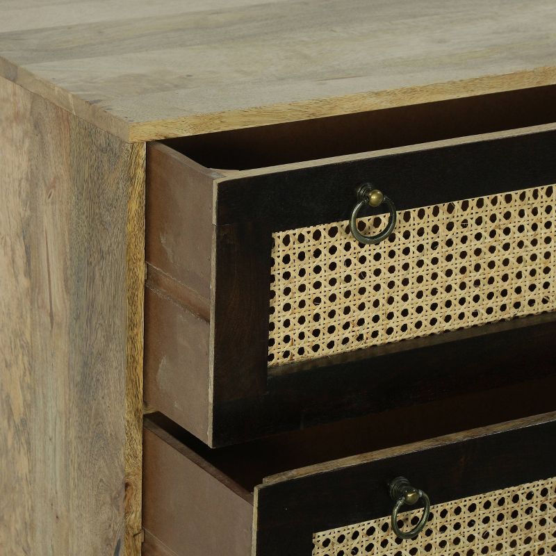 Mccone Boho Handcrafted Mango Wood 3 Drawer Sideboard Natural/Walnut - Christopher Knight Home