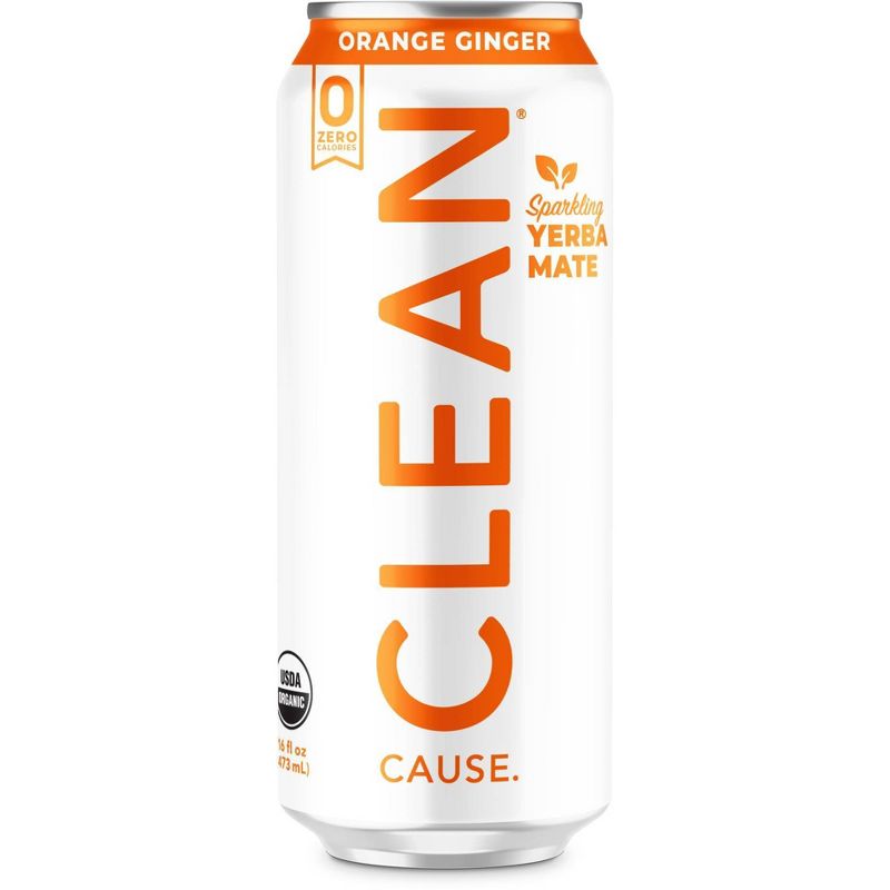 Clean Cause Sparkling Yerba Mate Orange Ginger - 16 fl oz Can