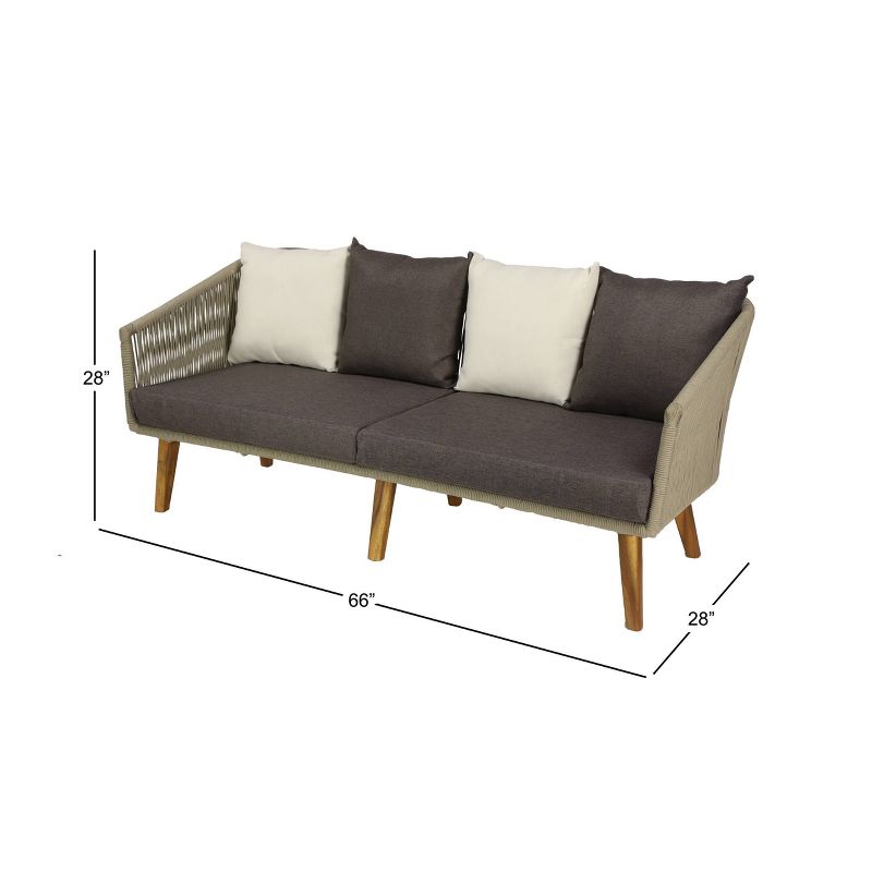 Modern Outdoor Couch with Wood Legs - Gray - Olivia & May