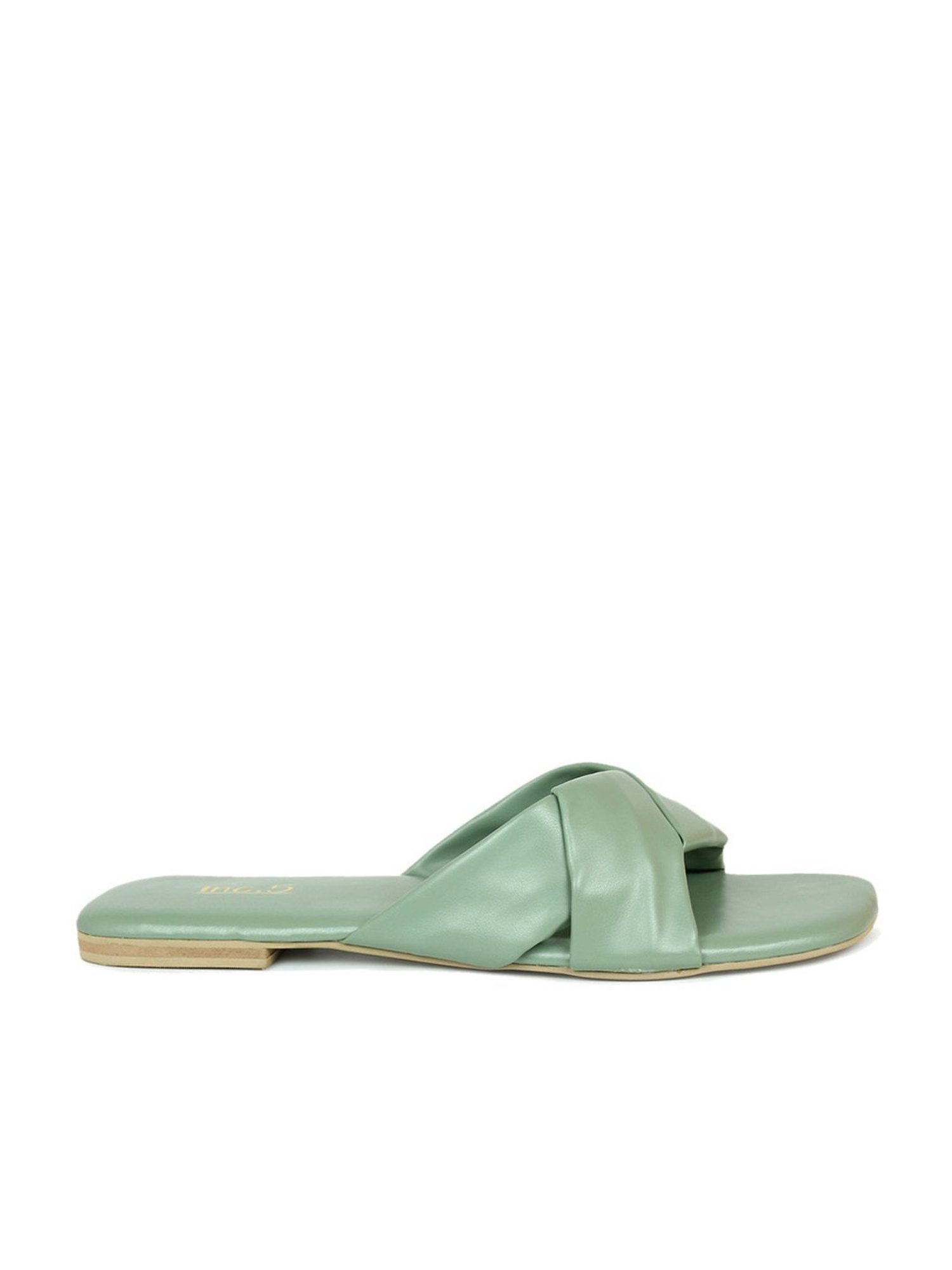 Inc.5 Women's Green Cross Strap Sandals