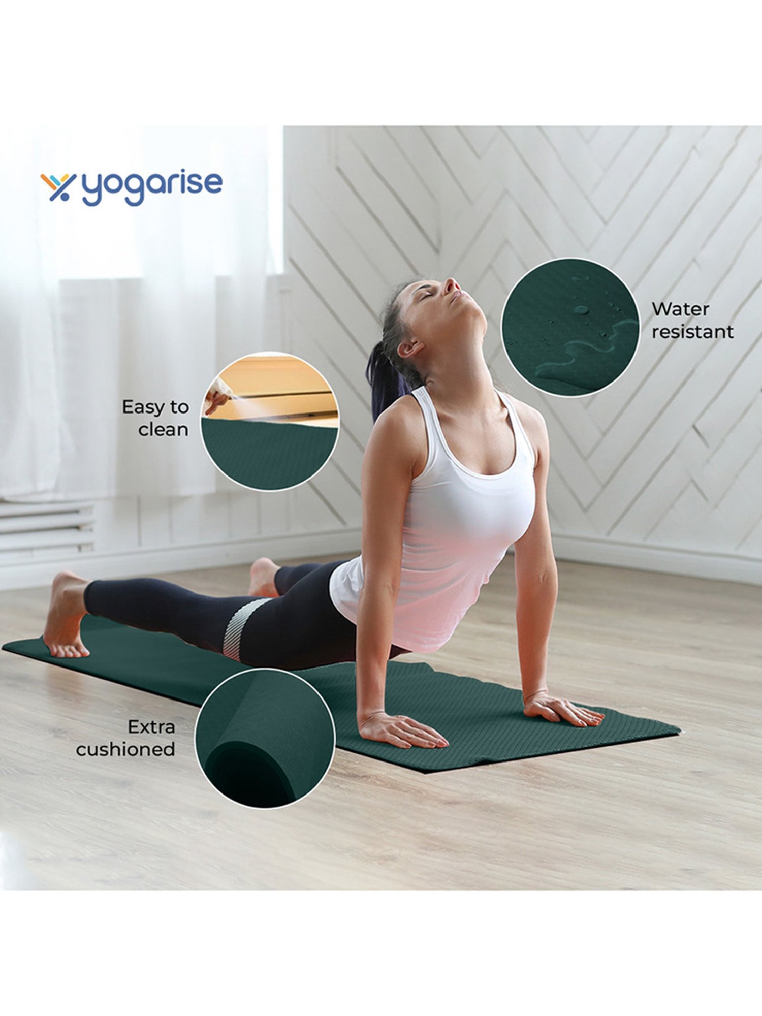 Yogarise Anti-Skid Yoga Mat Combo (Bottle Green) Size - 6mm