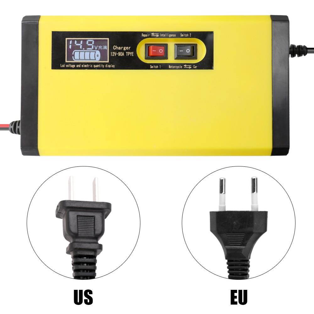 12V 8A Full Automatic Car Battery Charger Intelligent Fast Power Charging Pulse Repair Chargers Wet Dry Lead Acid Battery-chargers with Digital LCD Display