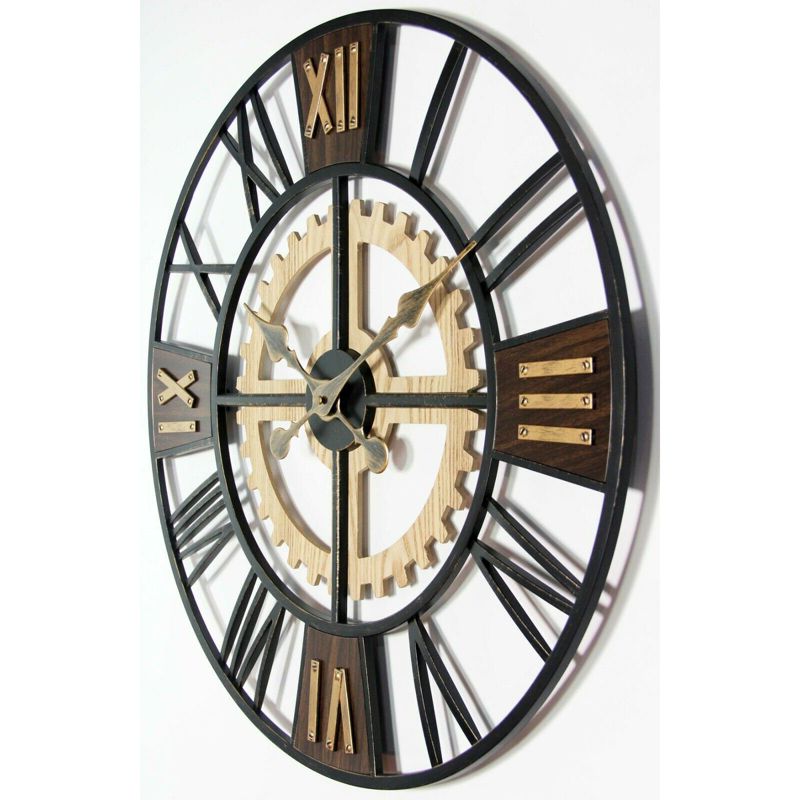 Infinity Instruments 20062 Decorative Traditional Graham Large Oversize 24 Inch Diameter Quartz Battery Powered Wall Clock, with Silent Movement