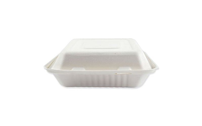 Boardwalk Molded Fiber Food Containers Hinged-Lid 1-Compartment 9 x 9 White HINGEWF1CM9