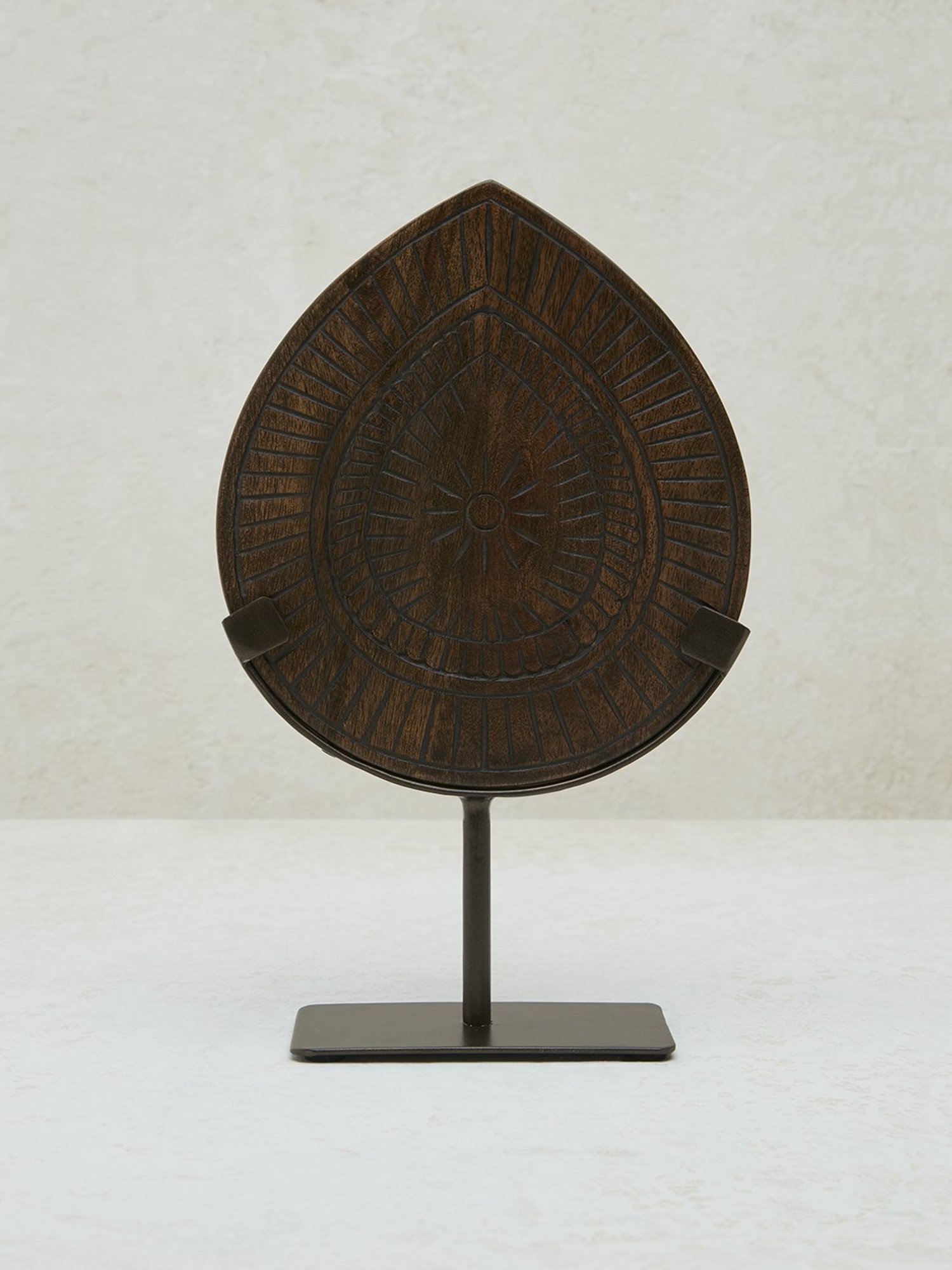 Westside Home Dark Brown Carved Panel on Metal Stand