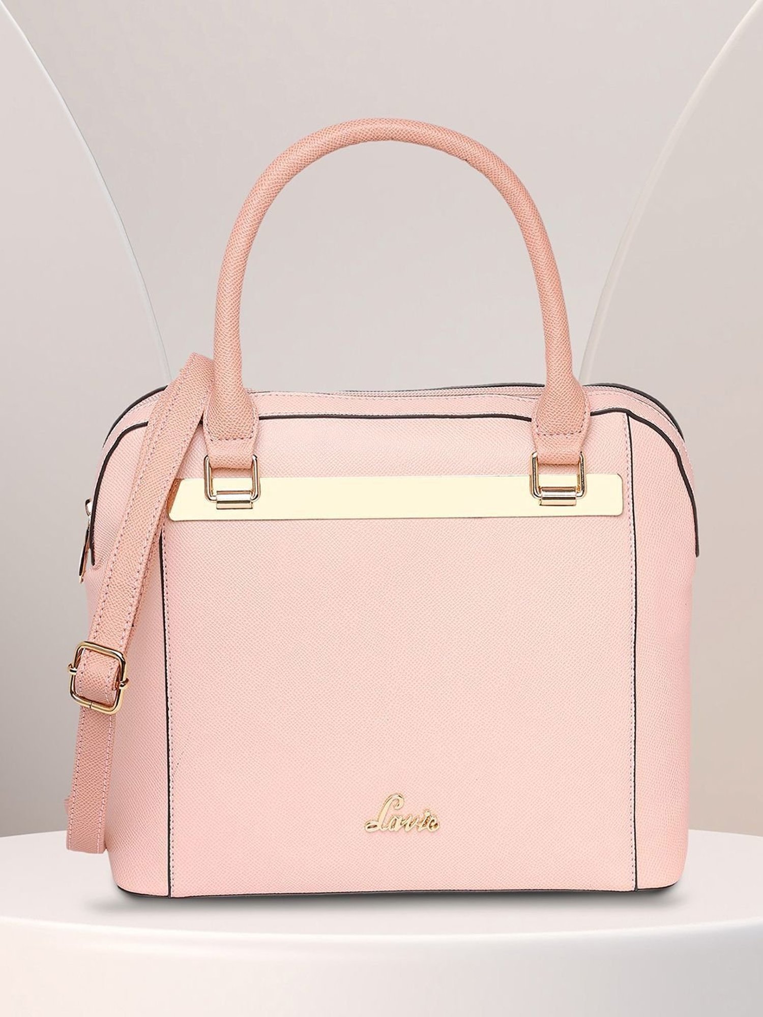 Lavie Pink Solid Medium Handbag