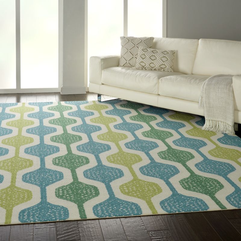 7'9"x10'10" Rectangle Indoor and Outdoor Area Rug Blue - Waverly